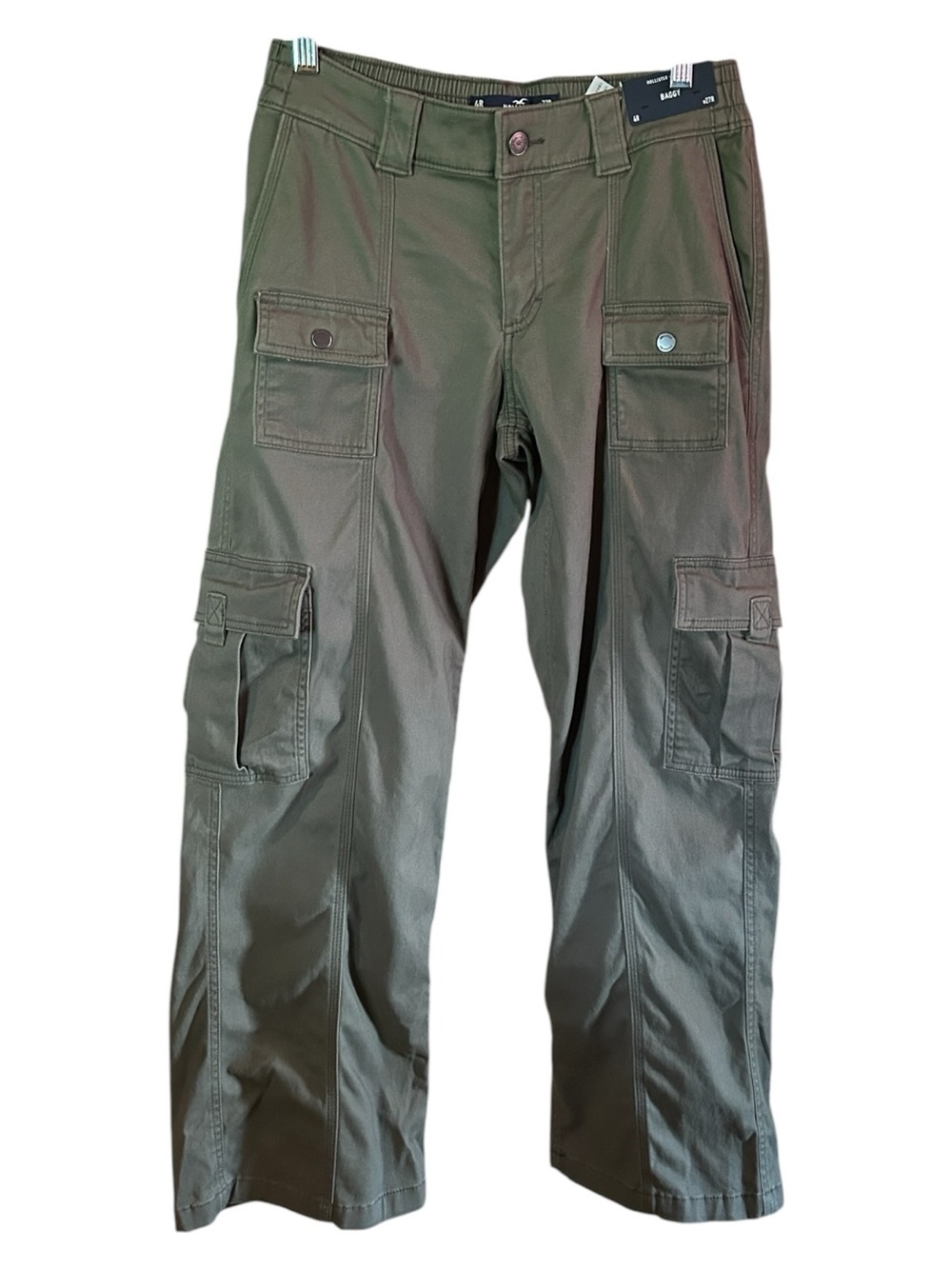 NWT Hollister Low Rise Cargo Baggy Utility Pants Trousers Army Green Size 27R
